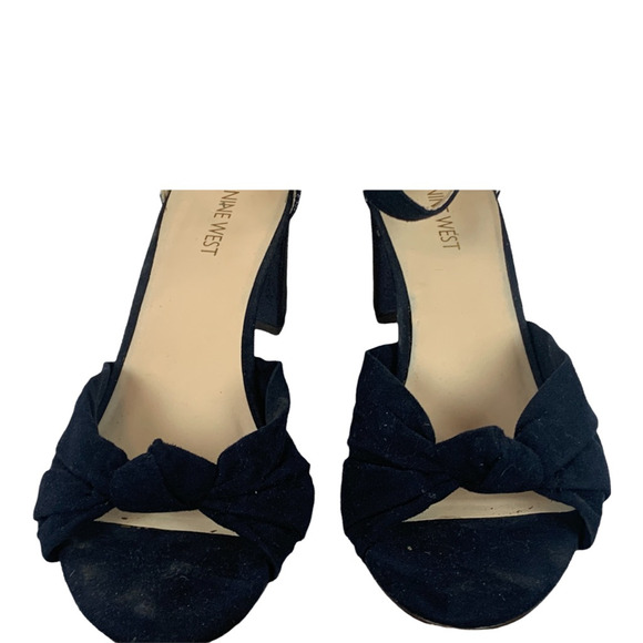 Nine West Womens Pure Love Ankle Strap Sandals Blue Buckle Block Heels 8 M - Picture 5 of 12